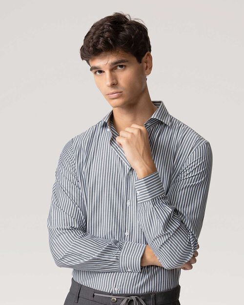 Camicia blu in cotone, BLUE