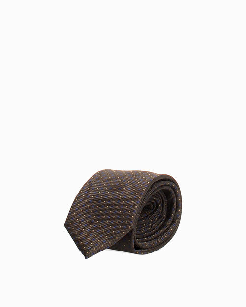 Cravatta marrone motivi geometrici, BROWN