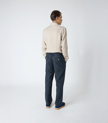 Pantalone da uomo in lino blu, Valerio 1966, 2524T2555LNBLUE42, 002