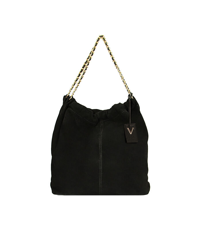 Borsa a spalla in camoscio nero, Valerio 1966, 22U3T9912CMNEROUNI