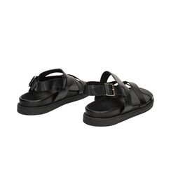 Sandali gladiator neri in pelle, Valerio 1966, 2377T7913PENERO039, 003 preview