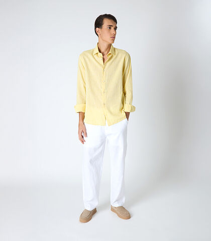 Camicia da uomo in lino gialla, Valerio 1966, 25Z3T2302LNGIAL38, 001