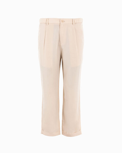 Pantalone in tessuto leggero beige, BEIGE