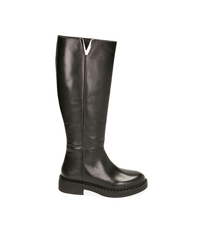 Stivali neri in pelle, tacco 4 cm , Valerio 1966, 20B8T3217PENERO035, 001