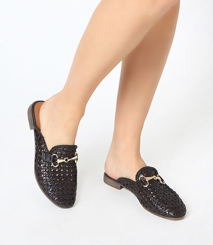 Sabot da donna in pelle intrecciata testa di moro, Valerio 1966, 2514T9029PIMORO035, 002