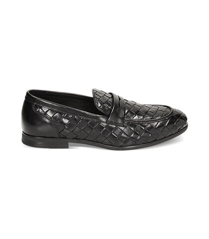 Mocassini intrecciati neri in pelle, Valerio 1966, 23U6T7452PINERO039, 001