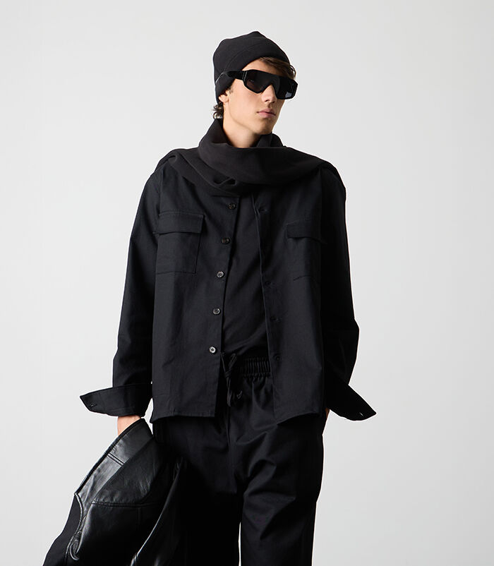 Giacca-camicia in cotone nero da uomo, Valerio 1966, 26Z3T0038CONEROL