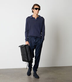 Maglione blu da uomo con colletto, Valerio 1966, 26J2T0021TSBLUEL, 002 preview