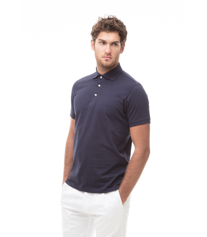 Polo blu in jersey