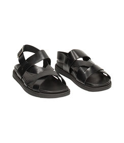Sandali gladiator neri in pelle, Valerio 1966, 2377T7913PENERO039, 002 preview