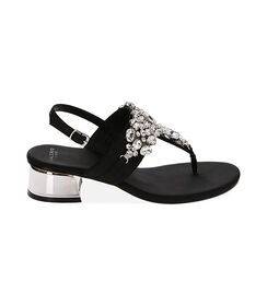 Sandali infradito neri in raso, tacco 3,5 cm, Valerio 1966, 2149T6605RSNERO037, 001 preview