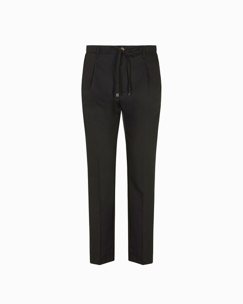 Pantaloni neri con cordoncino in vita, BLACK