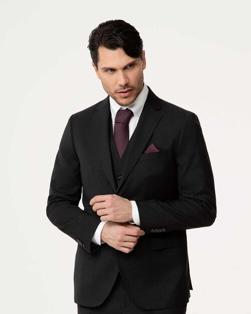 Giacca nero con rever classico a lancia, BLACK