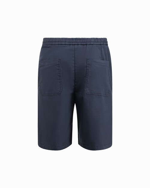 Bermuda blu con elastico in vita, BLUE