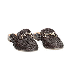 Sabot da donna in pelle intrecciata testa di moro, Valerio 1966, 2514T9029PIMORO035, 003 preview