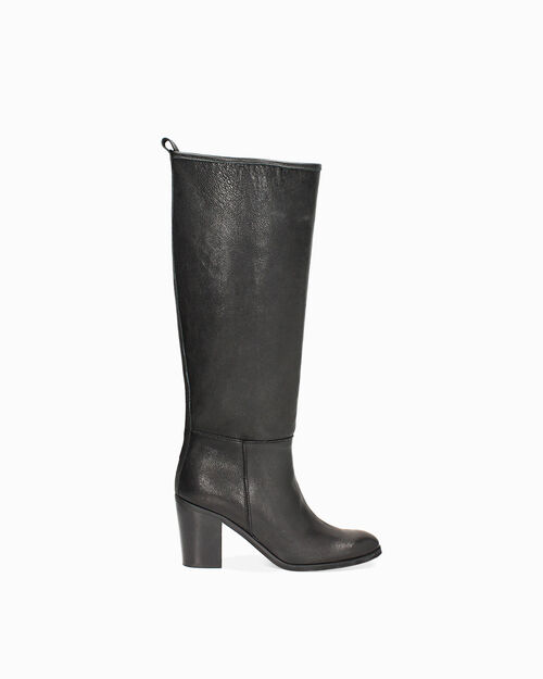 Stivali eleganti in vera pelle nera, BLACK