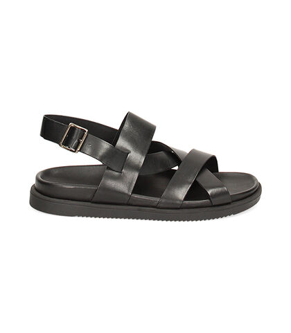 Sandali gladiator neri in pelle, Valerio 1966, 2377T7913PENERO039, 001