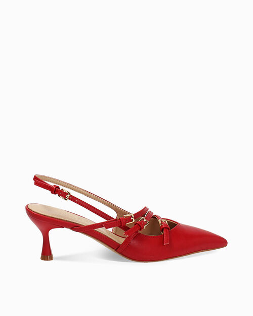 D&eacute;collet&eacute; slingback brosse, tacco 6 cm, RED