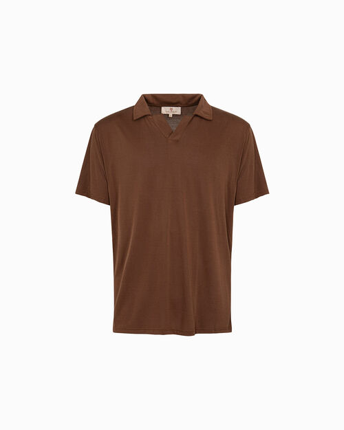 Polo marrone linea minimalista, BROWN