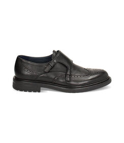 Stringate monk-strap nere in pelle, Valerio 1966, 24U6T3812PENERO039, 001 preview
