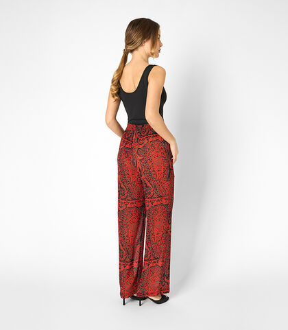 Pantaloni da donna a fantasia rossi, Valerio 1966, 25C9T4352TSMUROI, 002