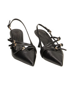 Décolleté slingback nere con fibbie, tacco 6 cm, Valerio 1966, 2321T8220EPNERO035, 002 preview