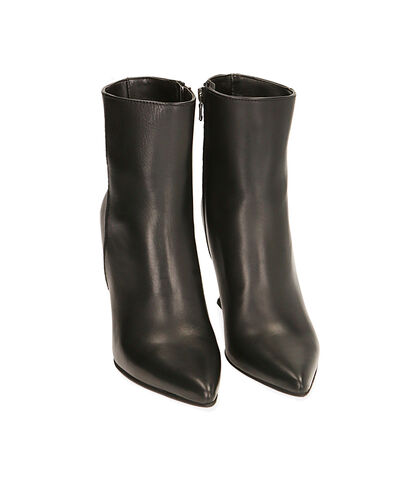 Ankle boots neri in pelle, tacco 10 cm , Valerio 1966, 20L6T7011PENERO035, 002