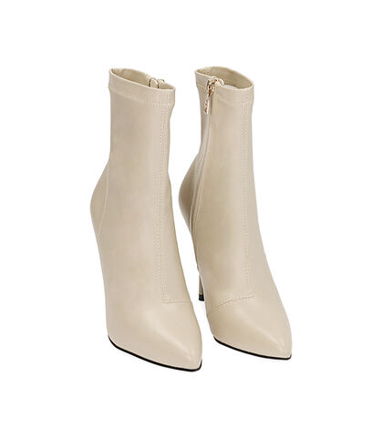 Ankle boots panna, tacco 11 cm , SCARPE DONNA, 1821T8630EPPANN035, 002