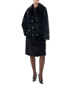 Cappotto nero longuette in pelo sintetico, Valerio 1966, 24B4T1401FUNEROM, 001 preview