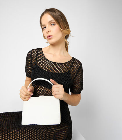 Mini bag donna bianca con manico, Valerio 1966, 2551T6041EPBIANUNI, 002