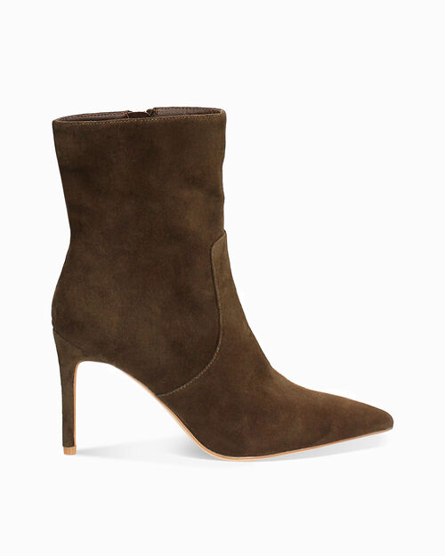 Tronchetti in camoscio testa di moro con tacco 9 cm, DK BROWN