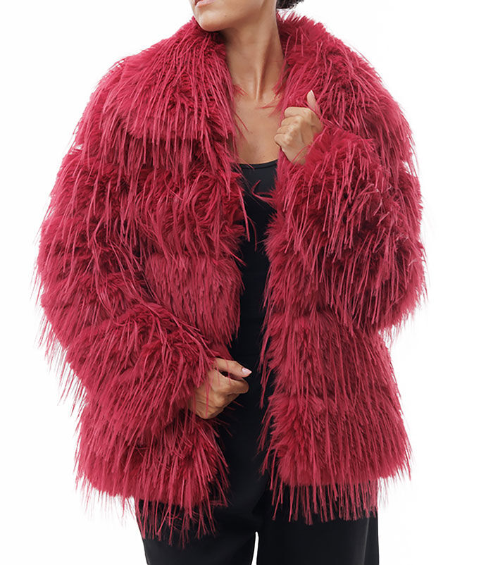 Cappotto bordeaux corto in pelo sintetico, Valerio 1966, 24B4T1301FUBORDL