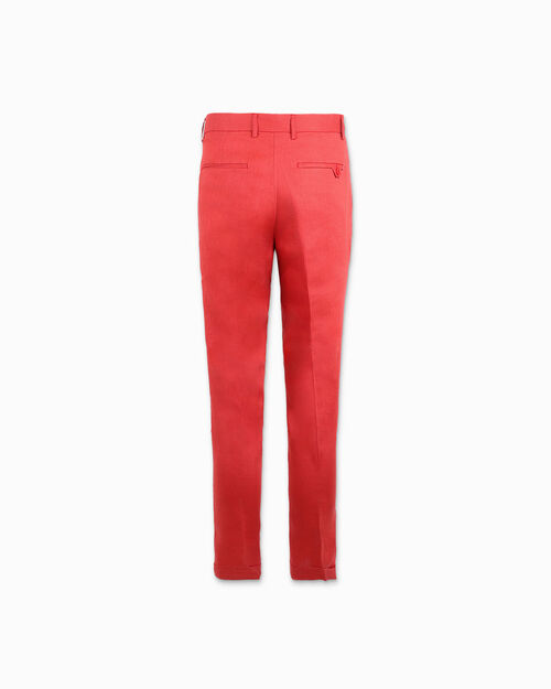 Pantaloni da uomo eleganti in lino corallo, CORAL