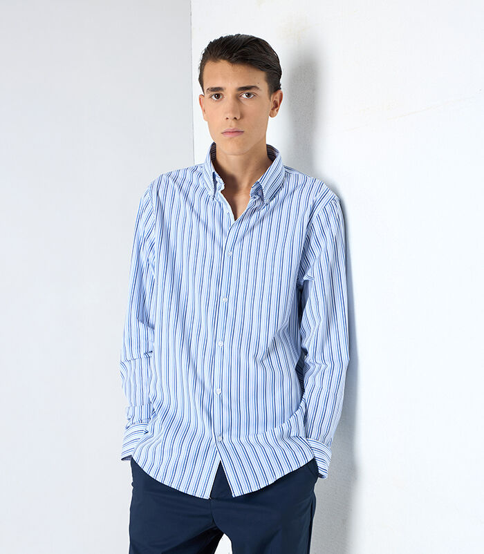 Camicia uomo button down blu-bianco, Valerio 1966, 25Z3T6060COBLBI40