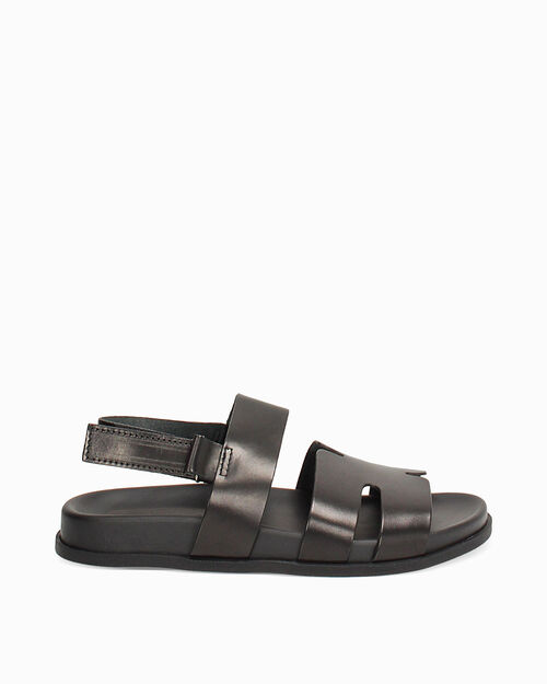 Sandali da uomo in pelle neri, BLACK