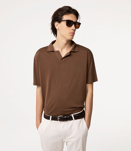 Polo marrone linea minimalista, Valerio 1966, 27C9T5580TSMARRI, 002