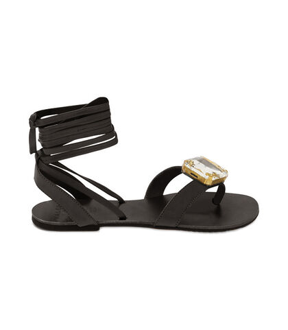 Sandali gioiello nero in pelle, Valerio 1966, 19A9T8192PENERO035, 001