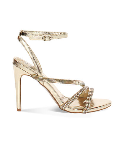 Sandalo con tacco donna oro, tacco 10 cm, Valerio 1966, 2521T4239LPOROG035, 001