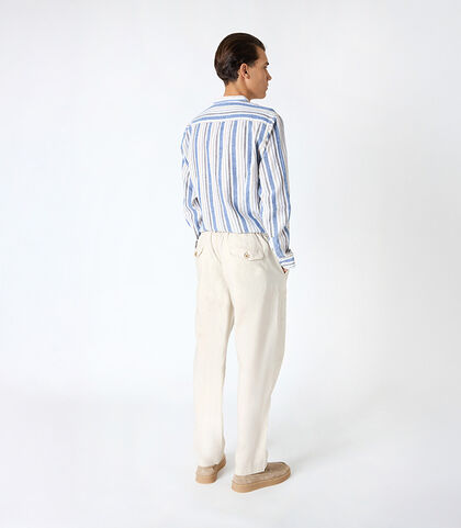 Pantalone da uomo in lino beige, Valerio 1966, 2524T2555LNBEIG42, 002