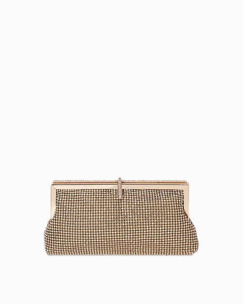 Pochette gioiello con chiusura clutch color oro, GOLD