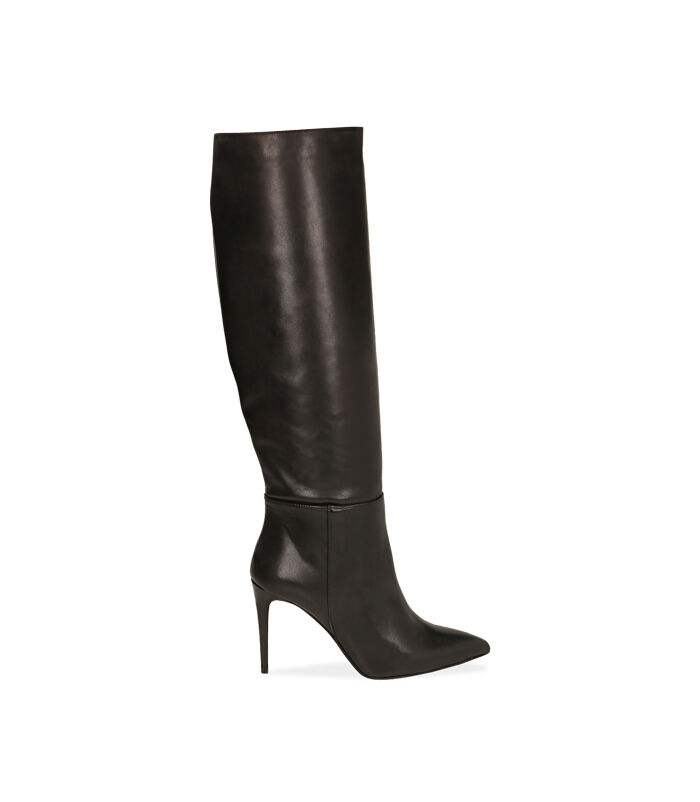 Stivali neri donna in pelle di vitello, tacco 9,5 cm | Valerio 1966