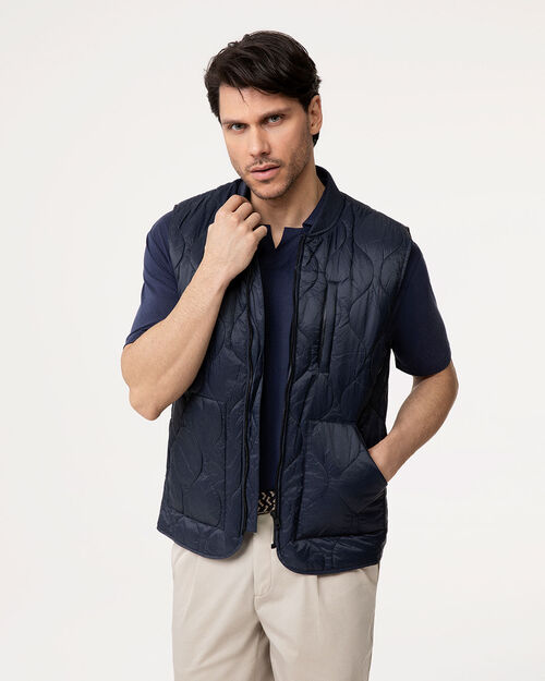Gilet blu con motivo trapuntato, BLUE