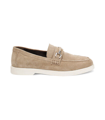 Mocassino da uomo in camoscio taupe, casual, Valerio 1966, 25U8T5406CMTAUP039, 001