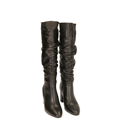 Stivali neri in pelle, tacco 7,5 cm , Valerio 1966, 20A5T0703PENERO035, 002