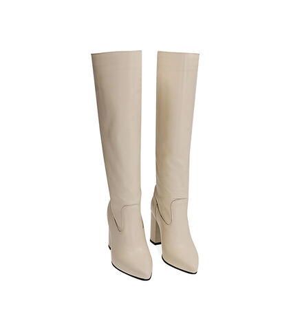 Stivali panna in pelle, tacco 9 cm , Valerio 1966, 19L6T1651PEPANN035, 002