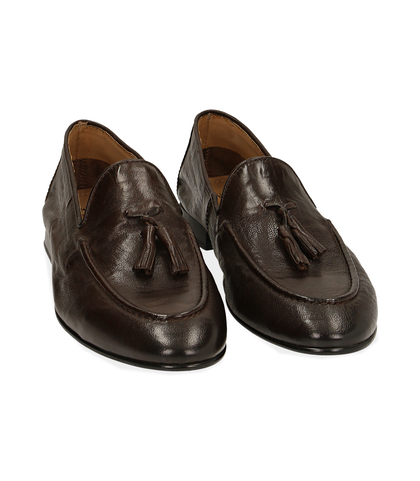 Mocassini testa di moro in pelle, UOMO, 15D4T5401PEMORO039, 002