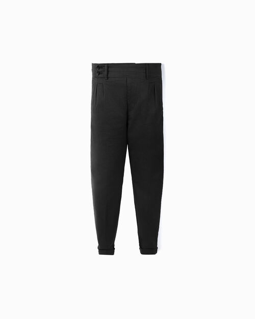 Pantaloni da uomo in tessuto nero, BLACK