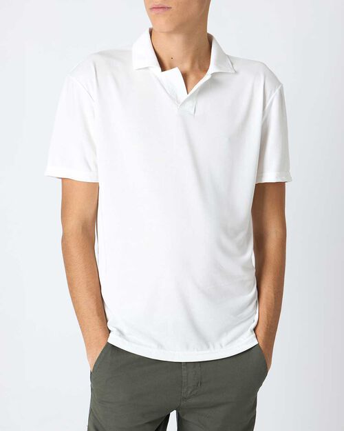 T-shirt uomo con colletto bianca, WHITE