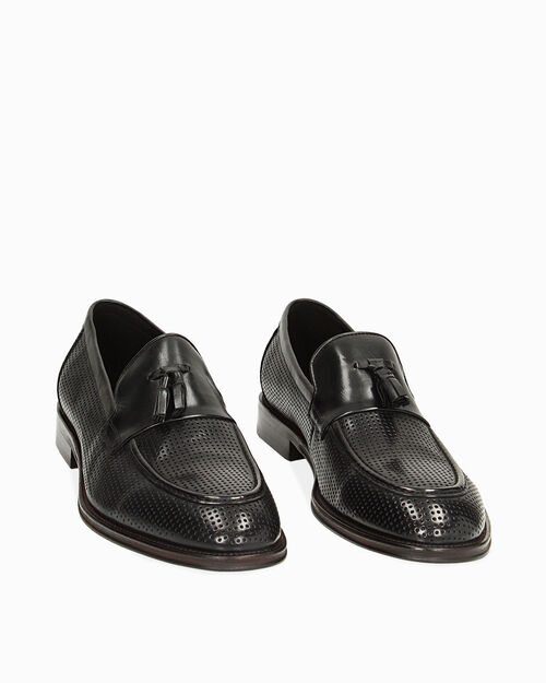 Mocassini neri in pelle, BLACK