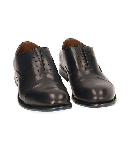 MAN SHOES OXFORD LEATHER BLUE, Valerio 1966, 1914T0570PEBLUE039, 002